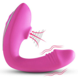 Succionador Recargable + Vibrador con Punta Realista