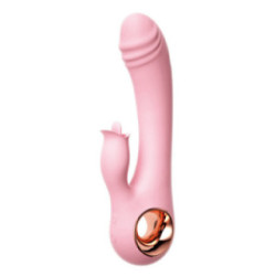 Vibrador Recargable de Silicón con Punta Realista y Lengua Estimulante