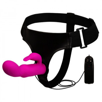 Arnes - Strap On  Vibrador con Estimulador de Clítoris + Arnés