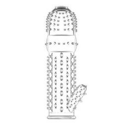 Elástica Funda de Pene 14.2 cm Texturizada con Estimulador de Clítoris