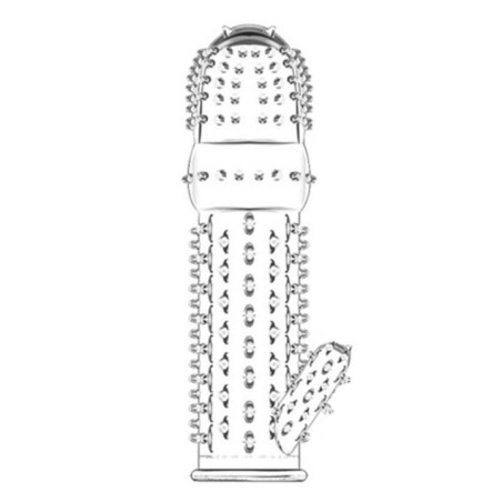 Elástica Funda de Pene 14.2 cm Texturizada con Estimulador de Clítoris