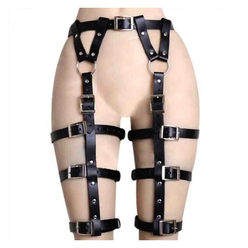 Sexy Arnés para Piernas y Cintura con Correas de Cuero Ajustables