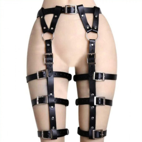 Sexy Arnés para Piernas y Cintura con Correas de Cuero Ajustables
