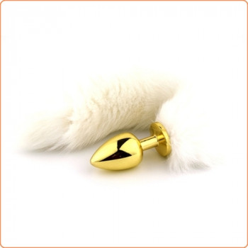 Plugs y Bolas Tapón Anal Dorado con Cola de Zorro