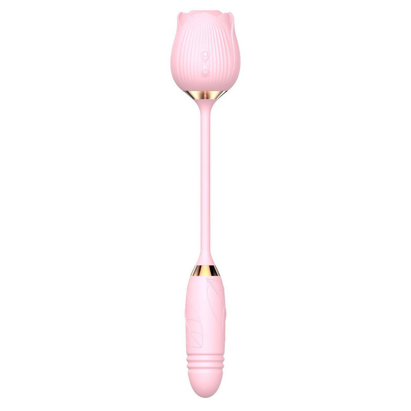 Flor Succionadora Recargable + Mini Vibrador con Empuje/Thrusting
