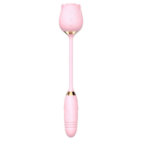 Flor Succionadora Recargable + Mini Vibrador con Empuje/Thrusting
