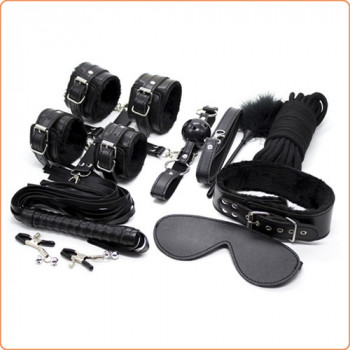 BDSM Sexy Kit BDSM y Bondage de Cuero Ecológico - 10 Piezas