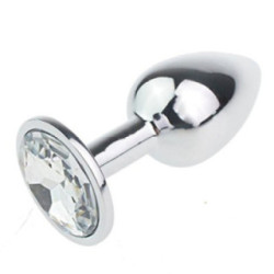 Elegante Plug Anal Talla L - Dilatador De Acero Inoxidable con Joya