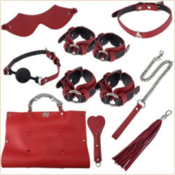 Precioso Kit de Viaje Bondage de 9 Piezas Hecho de Cuero Ecológico