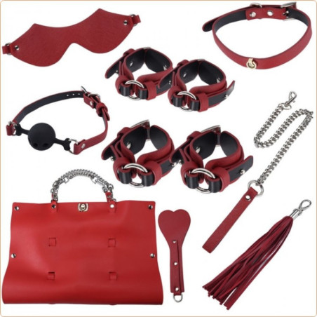 Precioso Kit de Viaje Bondage de 9 Piezas Hecho de Cuero Ecológico