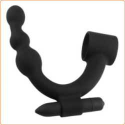 Plug Anal con Anillo de Pene y Bala Vibradora para Periné