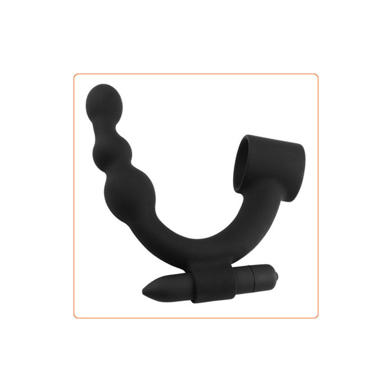 Plug Anal con Anillo de Pene y Bala Vibradora para Periné