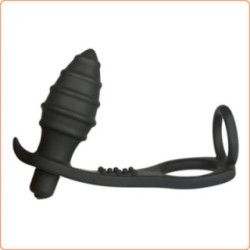 Plug Anal con 10 velocidades de vibración y Anillo retardante para el Pene