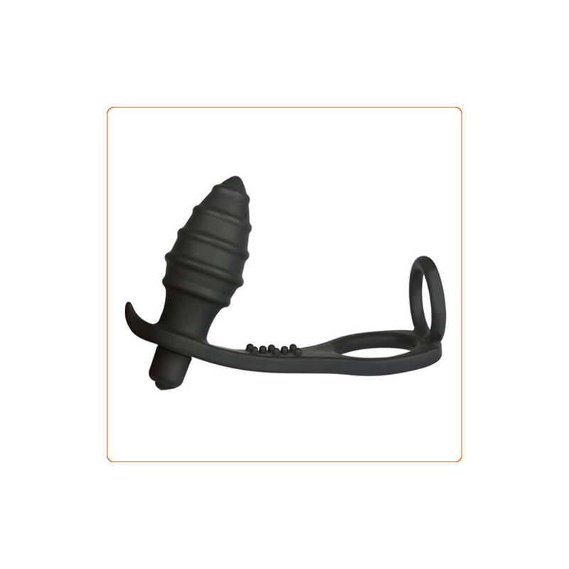 Plug Anal con 10 velocidades de vibración y Anillo retardante para el Pene