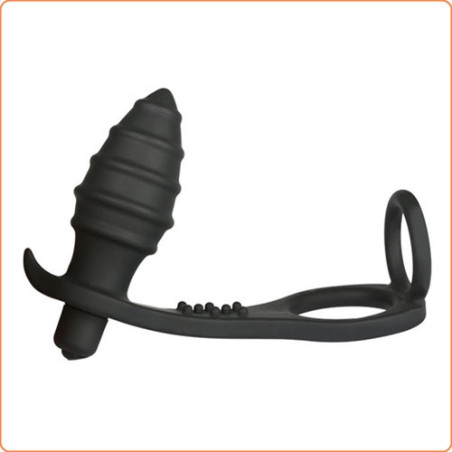 Plug Anal con 10 velocidades de vibración y Anillo retardante para el Pene